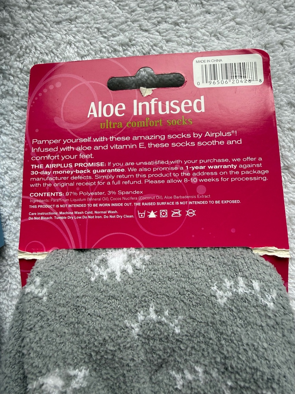 Life is Good Blue Gray Snuggle Socks - Aloe Infused Gray Sleep Socks - Picture 6 of 7